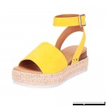 AOP❤️Women's Casual Sandals Rubber Sole Studded Wedge Buckle Ankle Strap Open Toe Sandals US Size 5-9 Yellow B07PHQTHFP
